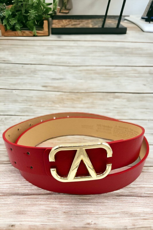 Faux Leather V Buckle Fashion Belt