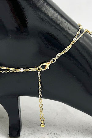 RHINESTONE ACCENT MULTI CROSS DANGLE LAYERED CHAIN ANKLET