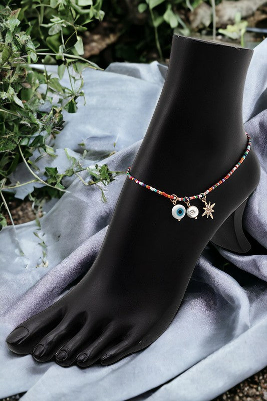 Evil Eye Bead Charm Anklet