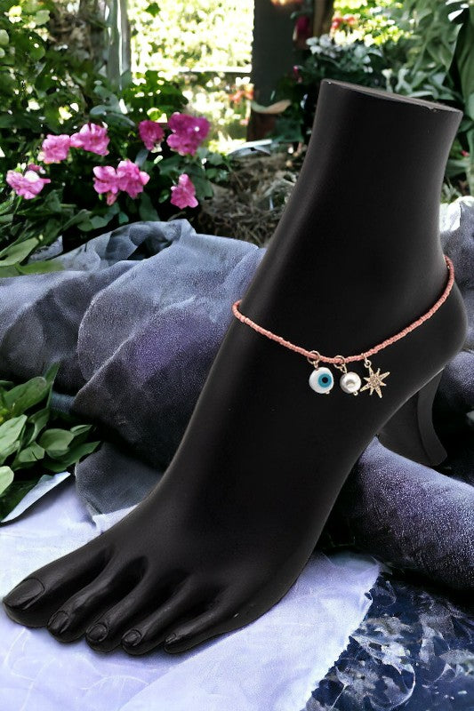 Evil Eye Bead Charm Anklet