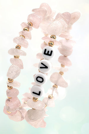 SEMI PRECIOUS STONE BEADS LOVE BRACELET SET