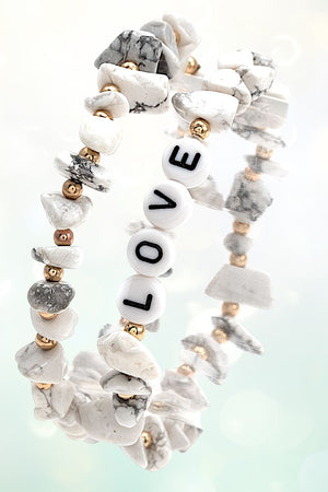 SEMI PRECIOUS STONE BEADS LOVE BRACELET SET