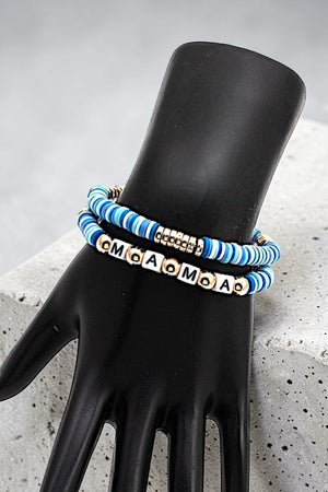 MAMA CUBE BEAD STATIONED DISK BEADED BRACELET SET