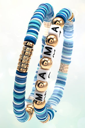 MAMA CUBE BEAD STATIONED DISK BEADED BRACELET SET