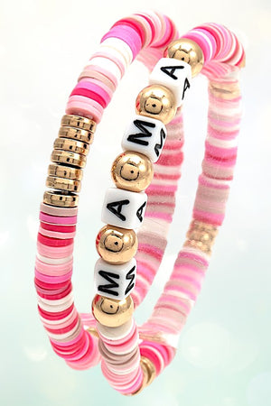 MAMA CUBE BEAD STATIONED DISK BEADED BRACELET SET