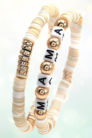 MAMA CUBE BEAD STATIONED DISK BEADED BRACELET SET