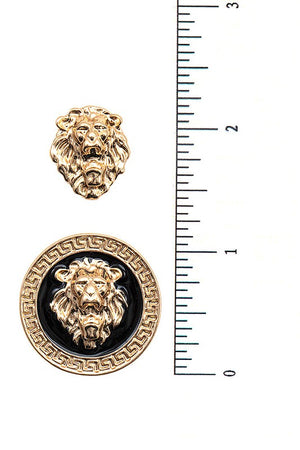 Lion Head Post Earring Set