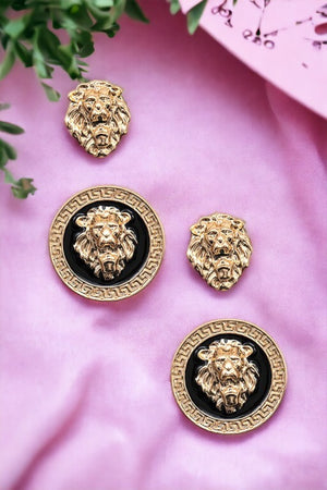 Lion Head Post Earring Set