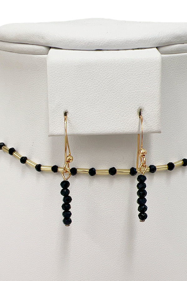 Faceted Glass Bead Bar Choker Necklace Set