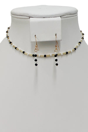 Faceted Glass Bead Bar Choker Necklace Set