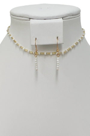 Faceted Glass Bead Bar Choker Necklace Set