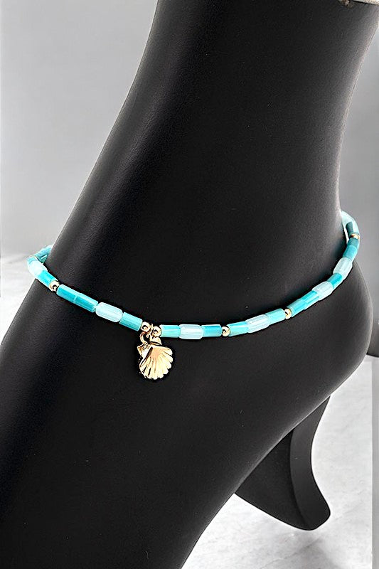 Genuine Shell Bead Charm Anklet