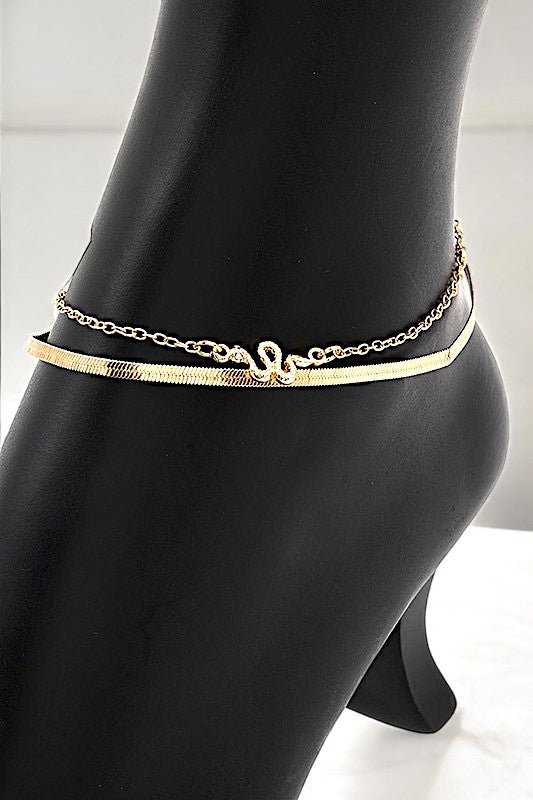 DOUBLE CHAIN SNAKE ACCENT ANKLET