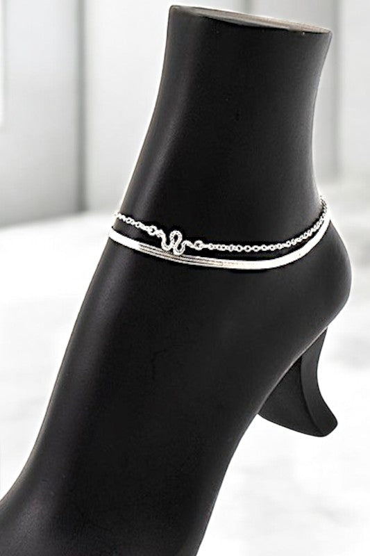 DOUBLE CHAIN SNAKE ACCENT ANKLET