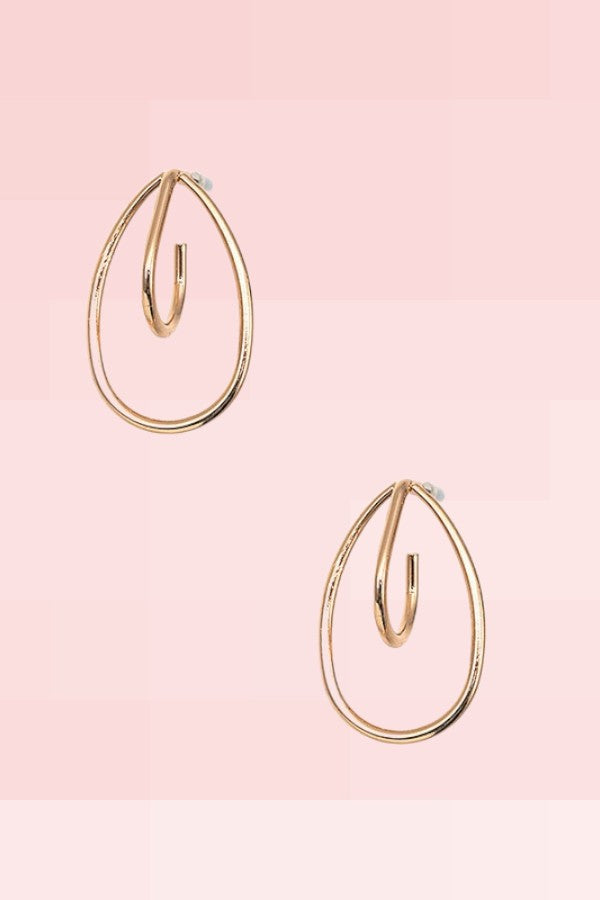 DOUBLE SEMI TEADROP POST EARRING