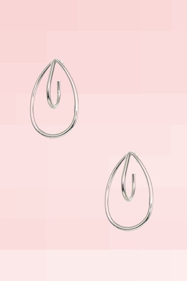 DOUBLE SEMI TEADROP POST EARRING