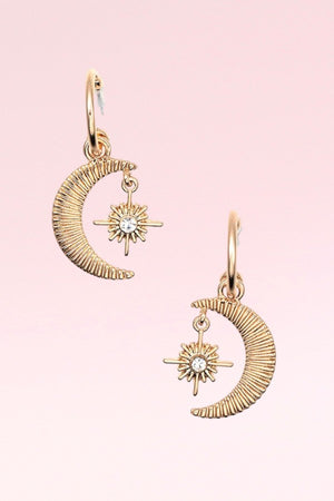 STAR MOON LINK DANGLE EARRING