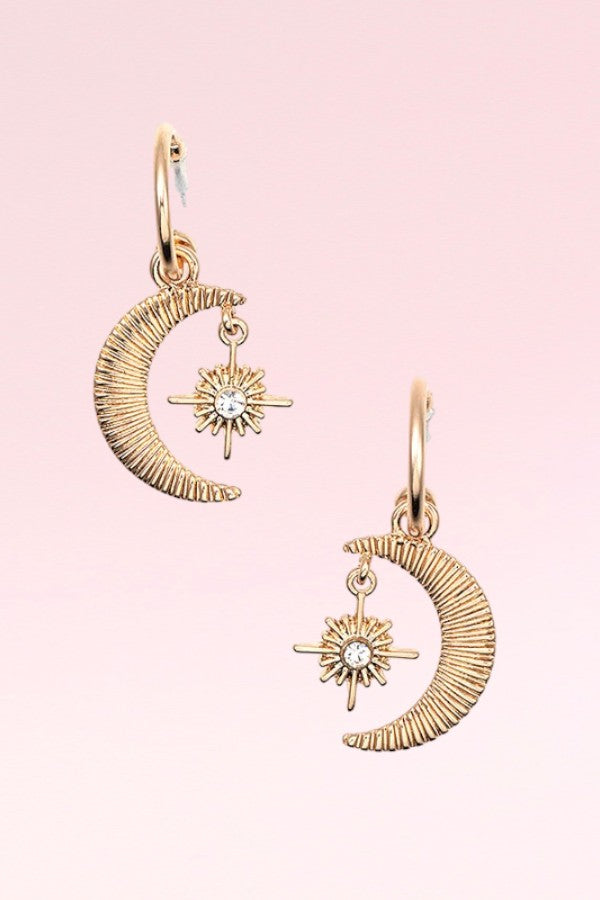 STAR MOON LINK DANGLE EARRING