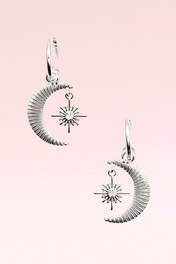 STAR MOON LINK DANGLE EARRING