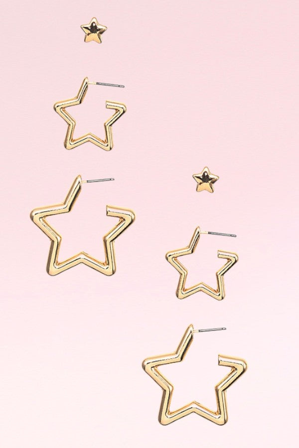 SEMI STAR HOOP EARRING SET