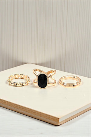 SEMI PRECIOUS OVAL STONE GEM MIX RING SET