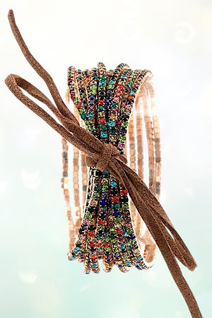 RHINESTONE PAVE MULIT STRANDS BRACELET SET