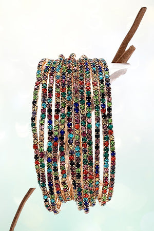 RHINESTONE PAVE MULIT STRANDS BRACELET SET
