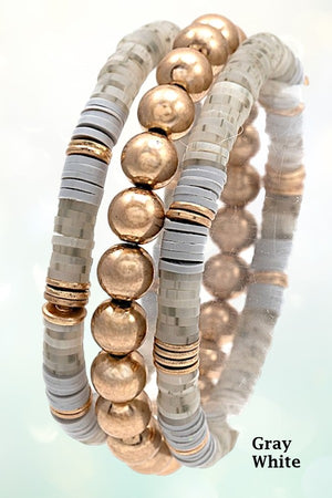 DISK BEAD BALL BEAD BRACELET SET