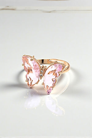 CLEAR GEM BUTTERFLY ADJUSTABLE RING
