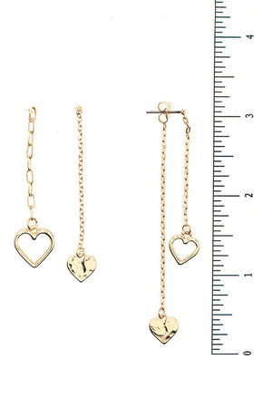 Chain Heart Dangle Earring Set