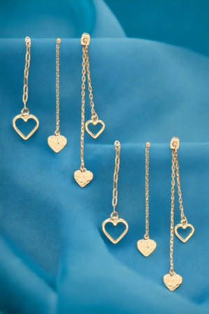 Chain Heart Dangle Earring Set