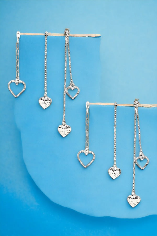 Chain Heart Dangle Earring Set