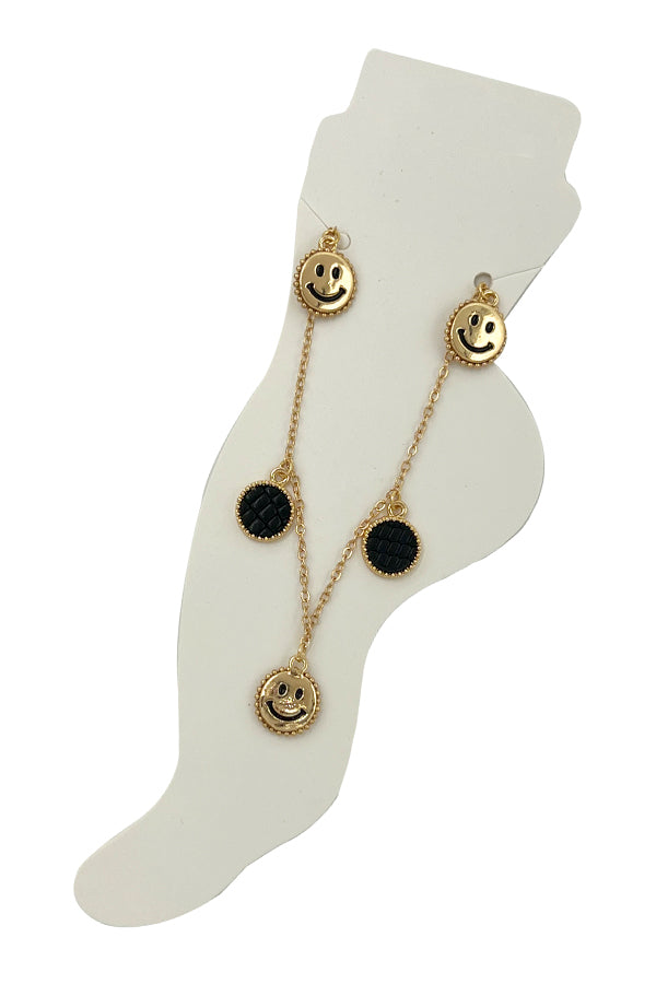 Smiley Round Dangle Chain Anklet