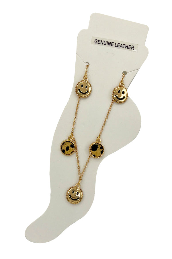 Smiley Round Dangle Chain Anklet