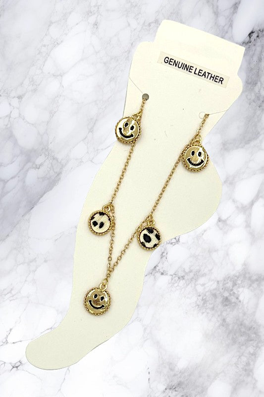 Smiley Round Dangle Chain Anklet