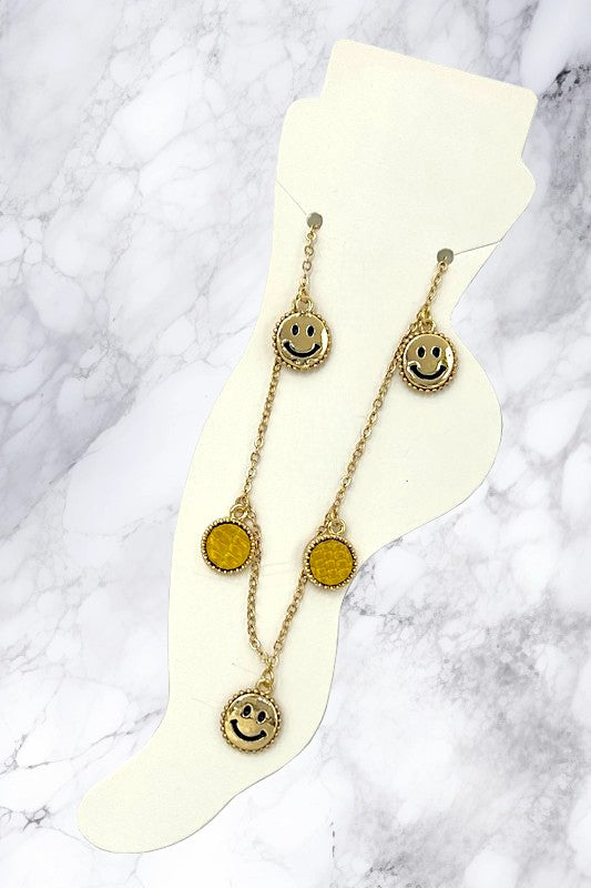 Smiley Round Dangle Chain Anklet