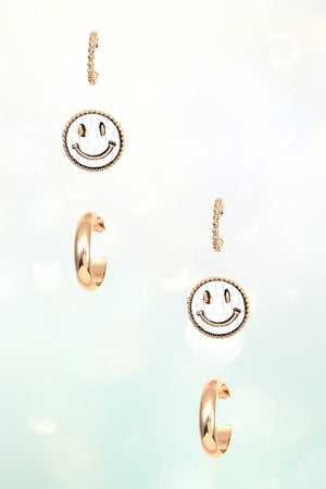 SMILEY FACE MIX POST EARRING SET