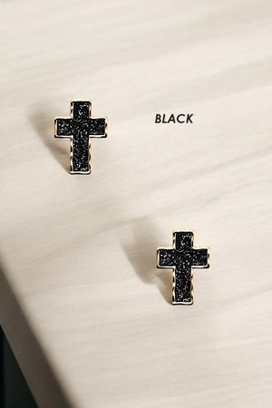 GLITTER CROSS POST EARRING