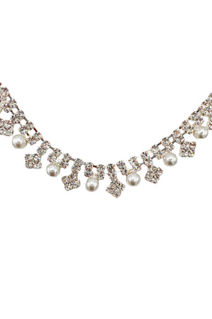 Rhinestone Pearl Formal Necklace