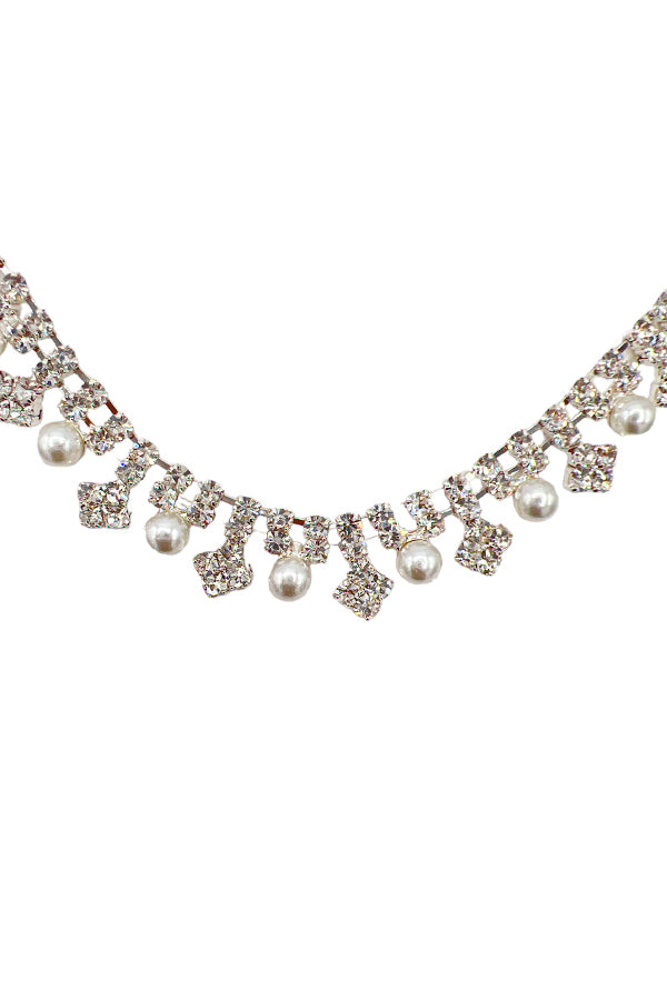 Rhinestone Pearl Formal Necklace