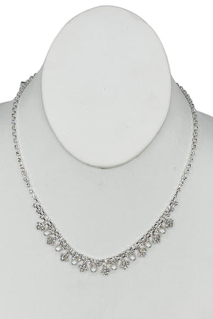 Rhinestone Pearl Formal Necklace