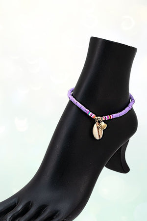 MULTI DISK BEAD SHELL CHARM ANKLET