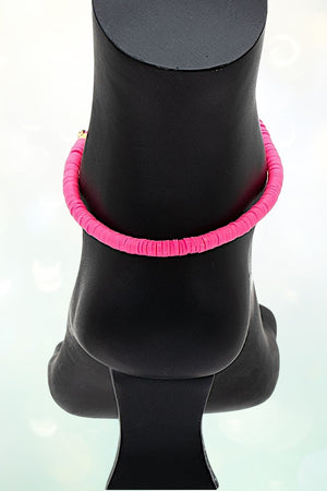 MULTI DISK BEAD SHELL CHARM ANKLET