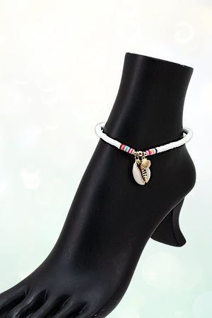 MULTI DISK BEAD SHELL CHARM ANKLET