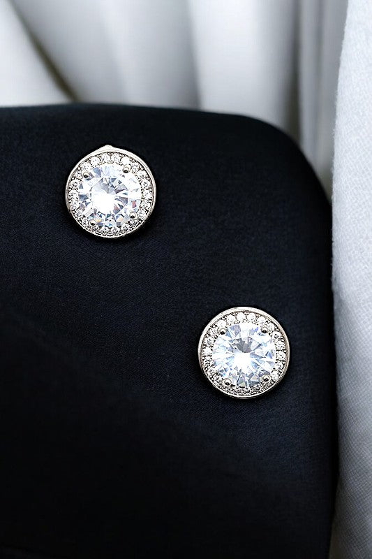 ROUND CZ STONE POST EARRING