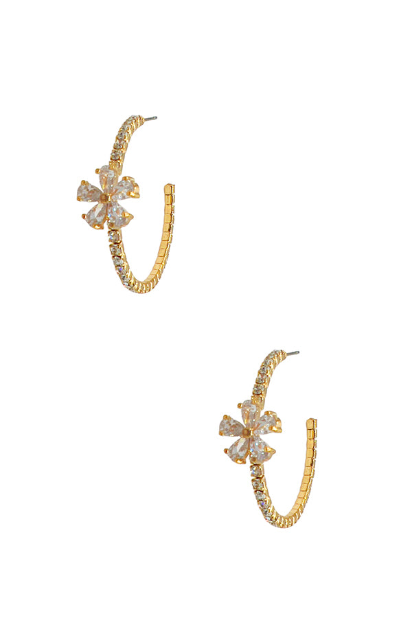 Semi Hoop Floral Accent Earring