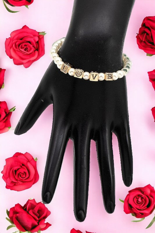 Love Pearl Bead Bracelet