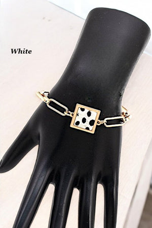 SQUARE ANIMAL PRINT CHAIN BRACELET