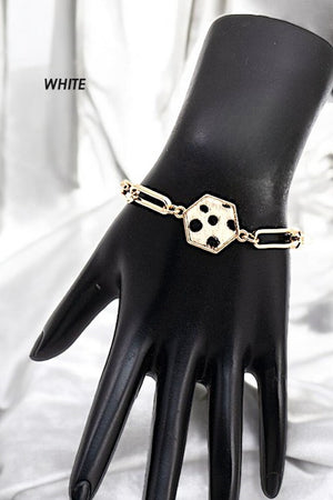 HEAXAGON ANIMAL PRINT CHAIN BRACELET