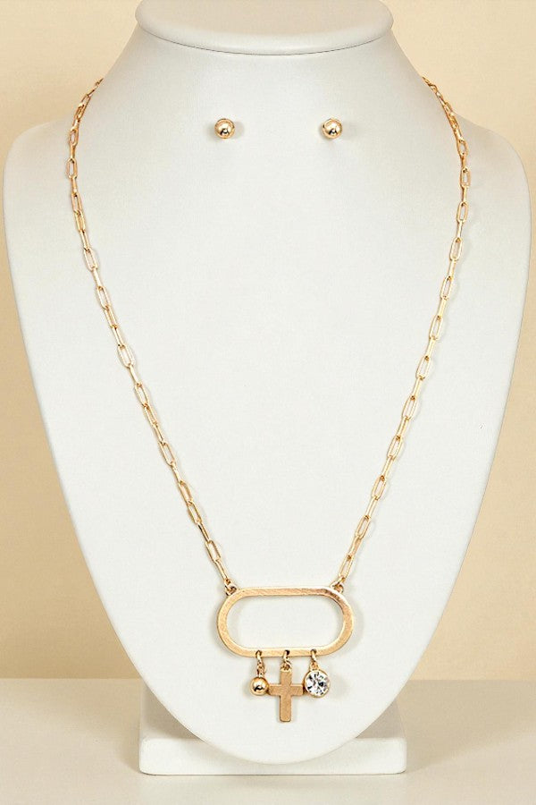 CROSS GEM PENDANT NECKLACE SET